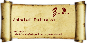 Zabolai Melissza névjegykártya